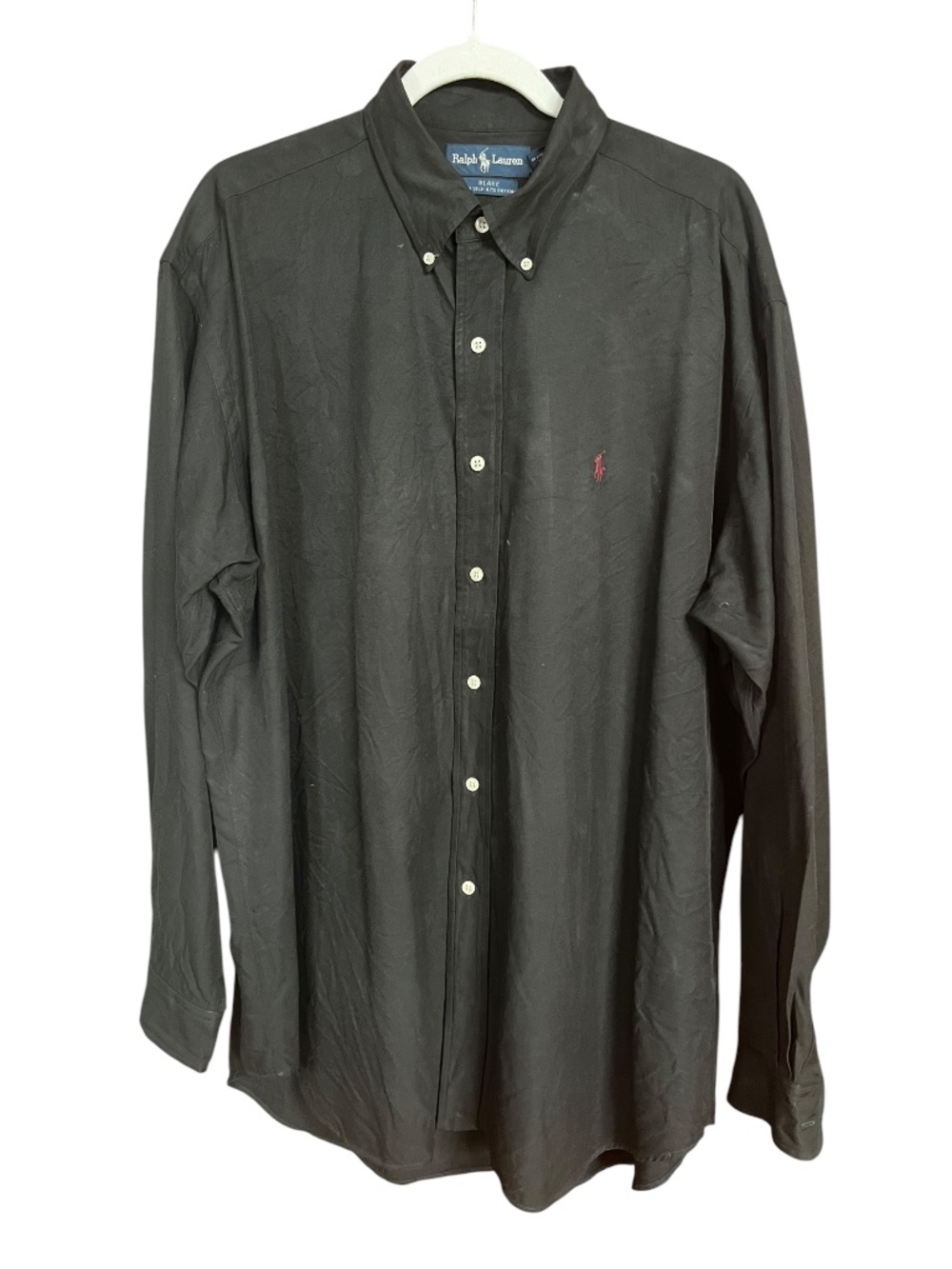 VTG Ralph Lauren Blake Black Silk Cotton Blend Button Down Dress Shirt SZ XL
